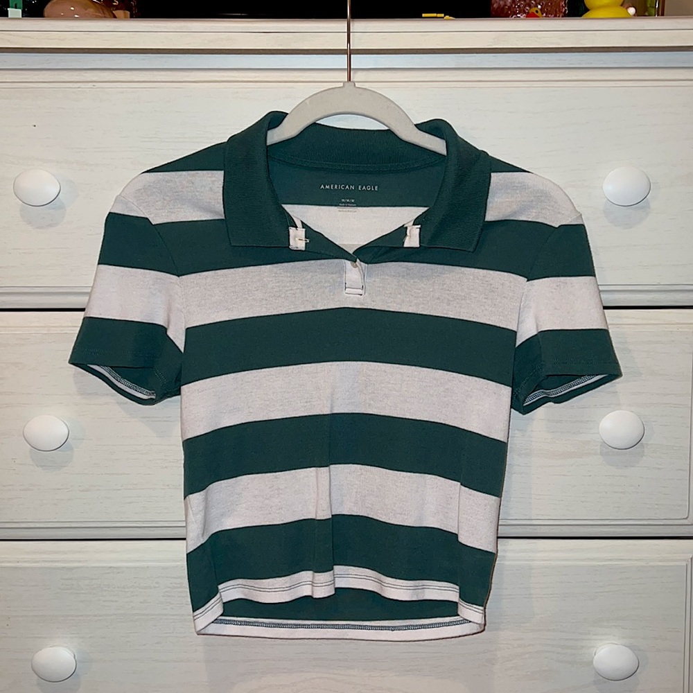 Green/White Collared Shirt